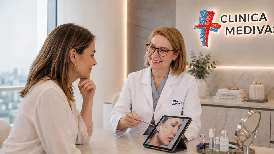 Equipo de Cirugía Estética de Clínica Medivás atendiendo una consulta de Bolas de Bichat en Clínica Medivás Madrid