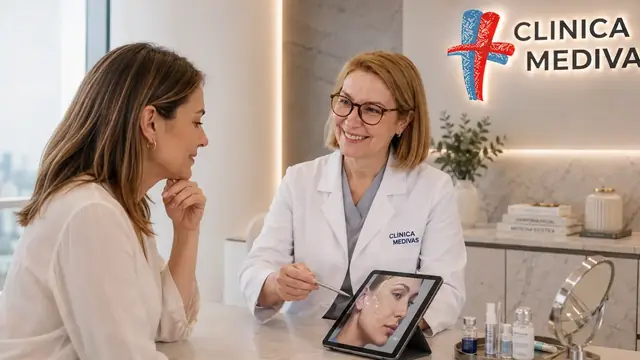 Elevación de senos en Madrid | Clínica Medivás Equipo de Cirugía Estética de Clínica Medivás atendiendo una consulta de Elevación de senos en Clínica Medivás Madrid