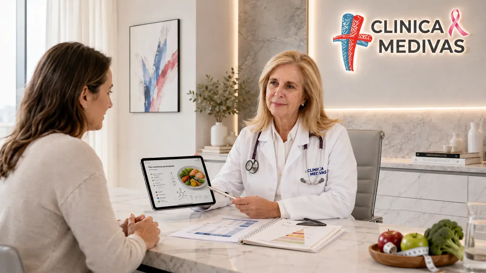 Dra. Sharona Azriel atendiendo una consulta de Endocrinología y nutrición en Clínica Medivás Madrid