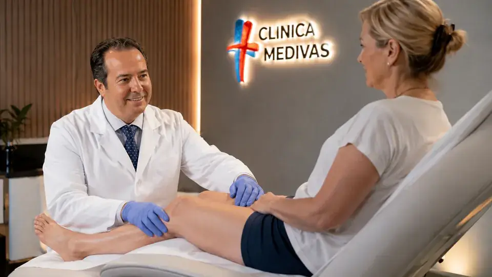 Fisioterapia en Madrid | Clínica Medivás Equipo médico de Clínica Medivás atendiendo una consulta de Fisioterapia en Clínica Medivás Madrid