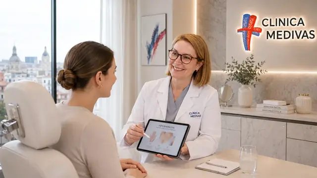 Hiperhidrosis en Madrid | Clínica Medivás Dra. Paloma Tejero atendiendo una consulta de Hiperhidrosis en Clínica Medivás Madrid