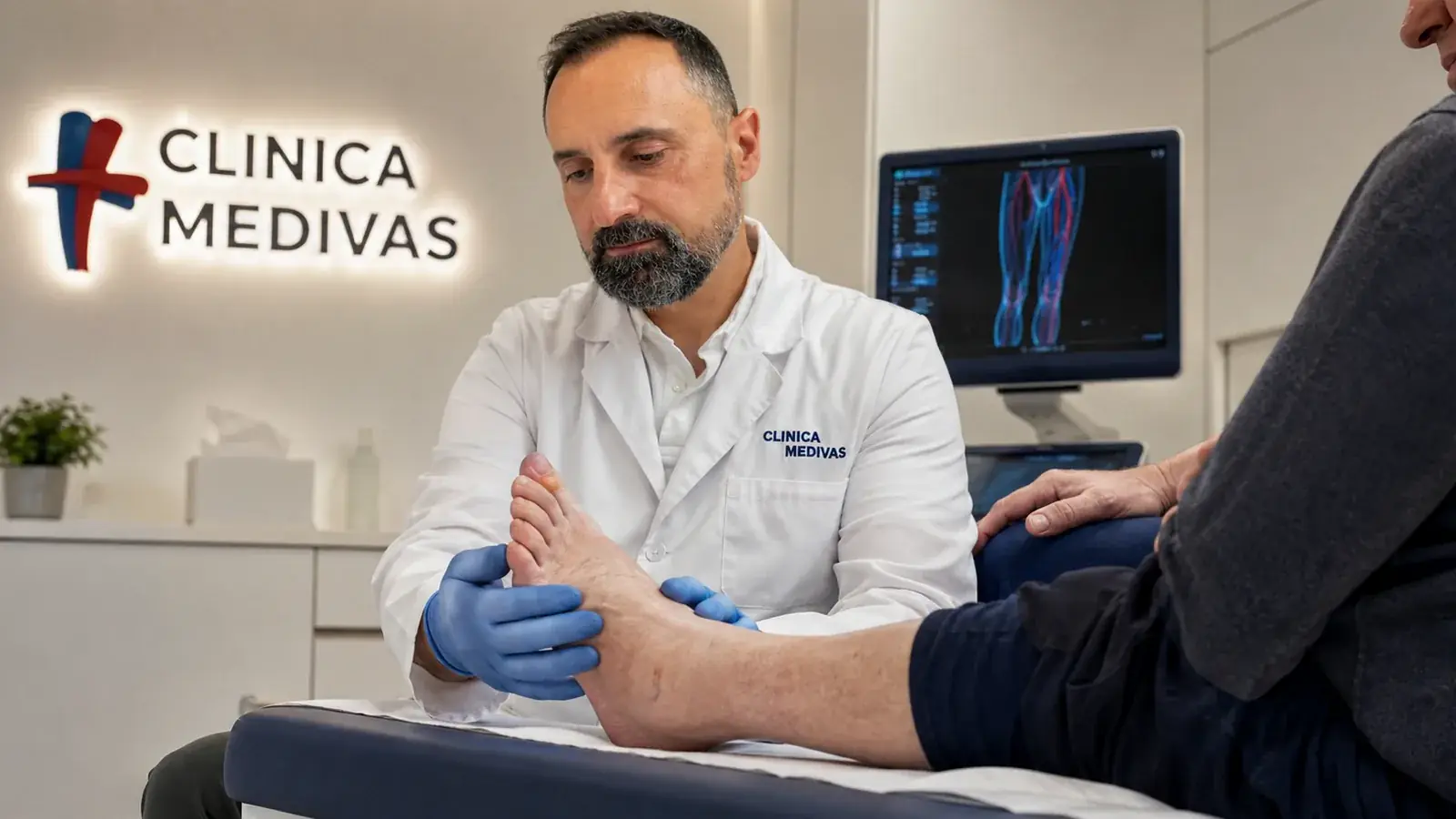 Pie diabético en Madrid | Clínica Medivás Dr. Agustín Arroyo Bielsa atendiendo una consulta de Pie diabético en Clínica Medivás Madrid