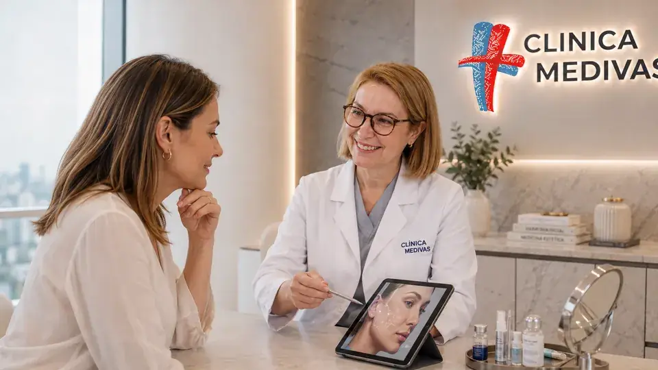 Dra. Paloma Tejero atendiendo una consulta de Rejuvenecimiento con Láser C02 en Clínica Medivás Madrid