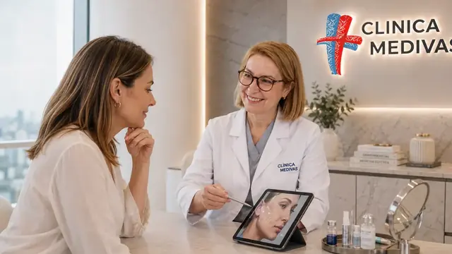 Tratamiento de arrugas y estimulación de colágeno en Madrid | Clínica Medivás Dra. Paloma Tejero atendiendo una consulta de Tratamiento de arrugas y estimulación de colágeno en Clínica Medivás Madrid