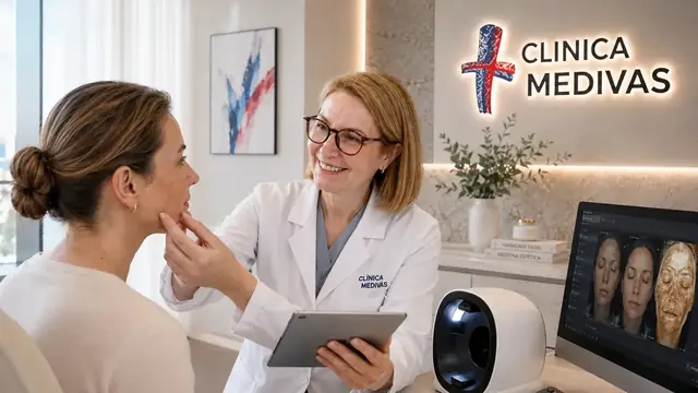 Tratamiento de manchas en Madrid | Clínica Medivás Dra. Paloma Tejero atendiendo una consulta de Tratamiento de manchas en Clínica Medivás Madrid
