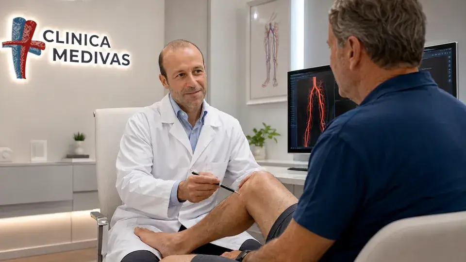 Varices Estéticas en Madrid | Clínica Medivás Dr. Agustín Arroyo Bielsa atendiendo una consulta de Varices Estéticas en Clínica Medivás Madrid